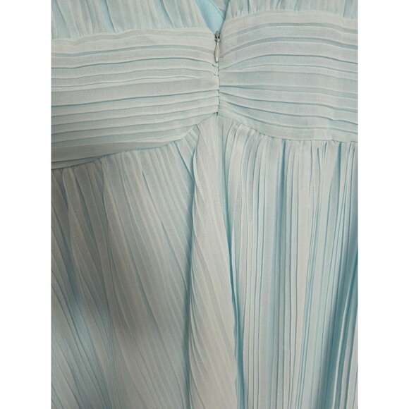 Boohoo Dress Sz 6 Pastel Blue Cinched Waist Puffy Sleeves Lined Polyester NWT - Picture 7 of 13